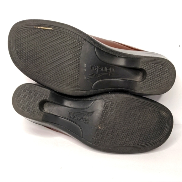 Dansko Leather Brown Black Clogs Mules Heeled Comfort Orthopedic Size 38 - Picture 8 of 9